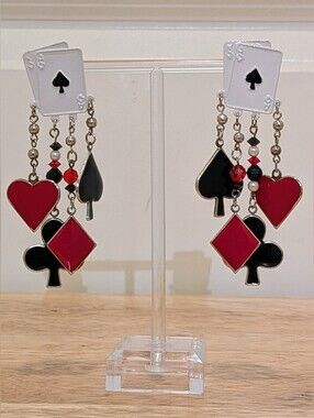 EUC Playing Card Suit Poker Themed Dangle Earrings